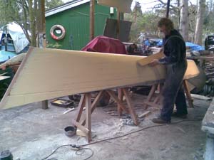 Ted finishing a keel (26K)